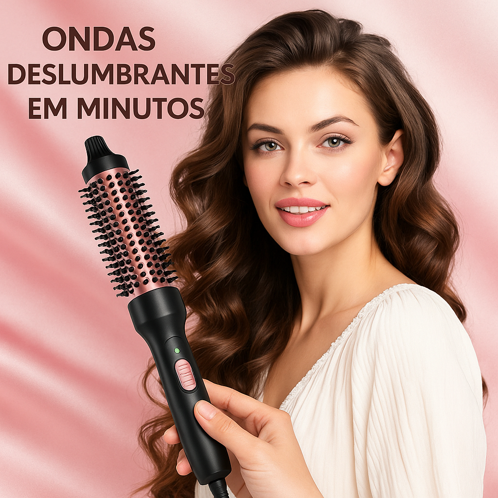 Escova profissional 3 em 1 para alisar e encaracolar