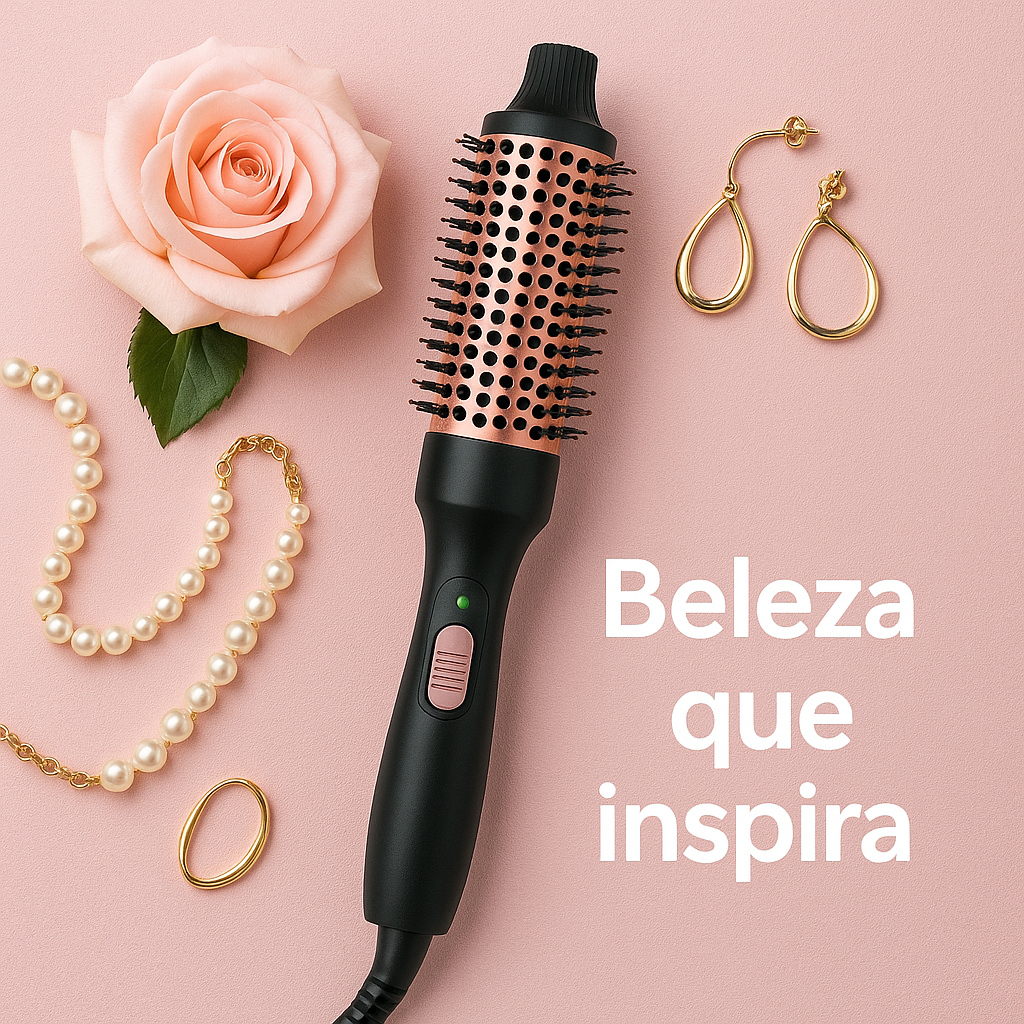 Escova profissional 3 em 1 para alisar e encaracolar